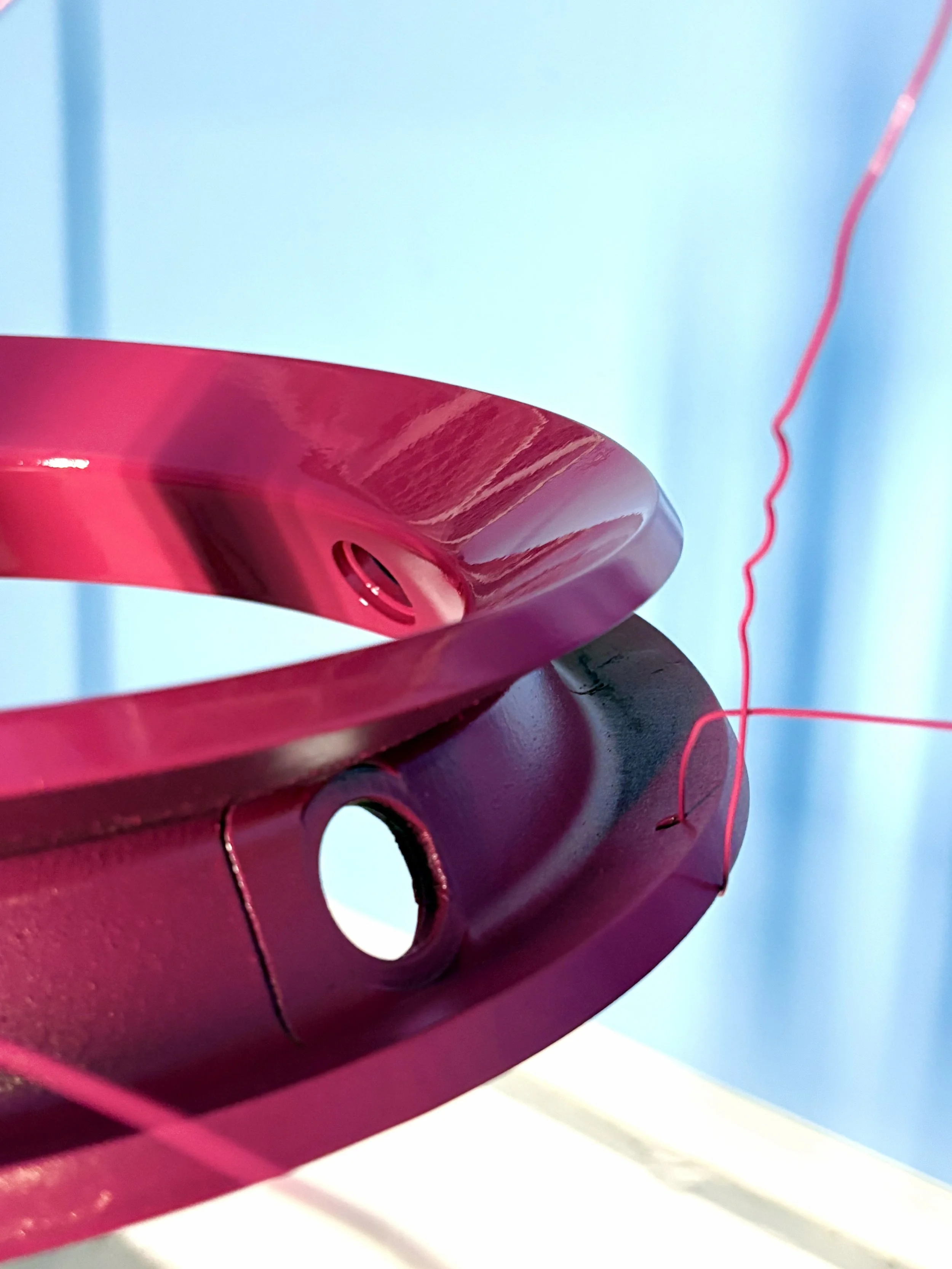 Segments printed with PLA filament were heat welded together, and interior surfaces were sanded to a glossy, smooth finish.  Exterior surfaces were left raw prior to painting.