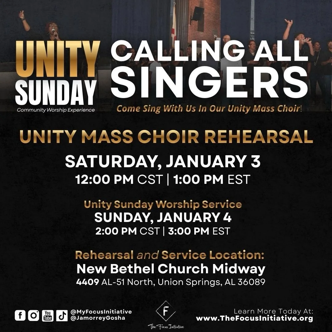 🎶 FINAL CALL, UNITY CHOIR! LOCATION UPDATE 🎶

Please note the rehearsal location change for our final Unity Mass Choir rehearsal. Rehearsal will now take place at New Bethel Church, Midway instead of St. Paul.

🗓 Saturday, January 3
⏰ 12:00 PM CST