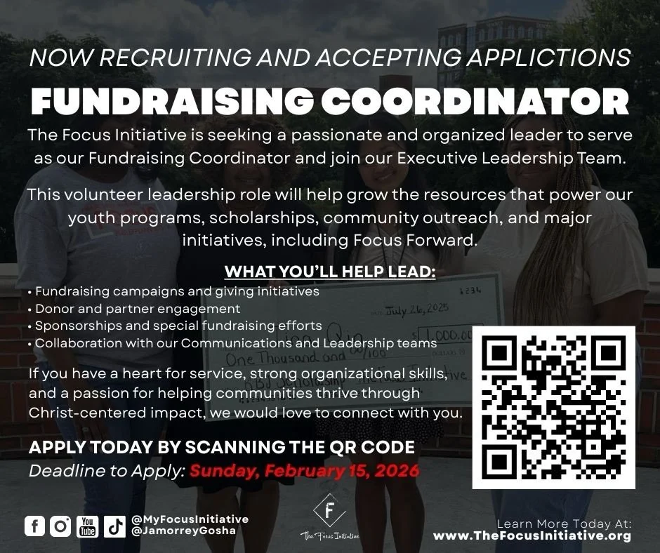 🚨 #SHARE: We&rsquo;re growing the team‼️@myfocusinitiative is officially recruiting a Fundraising Coordinator to join our Executive Leadership Team and help fuel the work happening across our communities.

If you love connecting people to purpose, s
