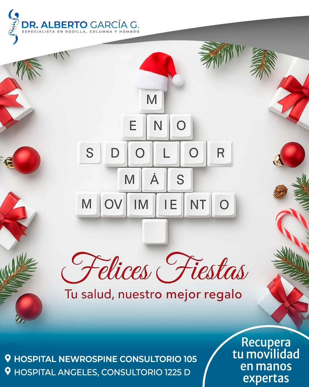 ✨🎄 Estas fiestas, el mejor regalo eres t&uacute; y tu bienestar.

Que el dolor no te quite momentos especiales: mu&eacute;vete, disfruta y celebra con libertad. 💙🦵✨

M&aacute;s movimiento, menos molestias y m&aacute;s tiempo para lo que realmente 