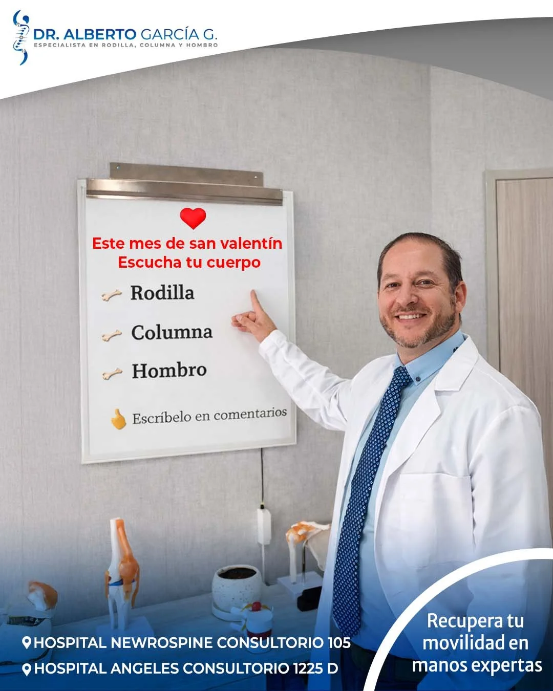 Este mes de San Valent&iacute;n, el mejor regalo es escucharte a ti mismo.

&iquest;D&oacute;nde sientes m&aacute;s molestias: rodilla, columna o hombro? 🤔🦴

Cu&eacute;ntanos en los comentarios cu&aacute;l te est&aacute; dando se&ntilde;ales y conv