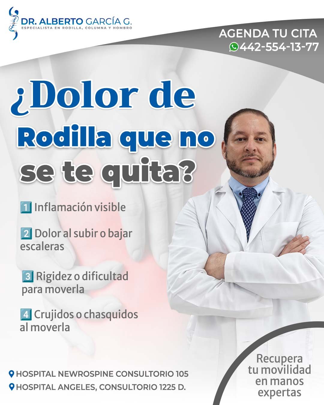 🦵 Muchas personas creen que el dolor de rodilla es algo &ldquo;normal&rdquo;, especialmente si hacen ejercicio, caminan mucho o con el paso de los a&ntilde;os. Pero en realidad, el dolor es una se&ntilde;al de que algo en la articulaci&oacute;n nece