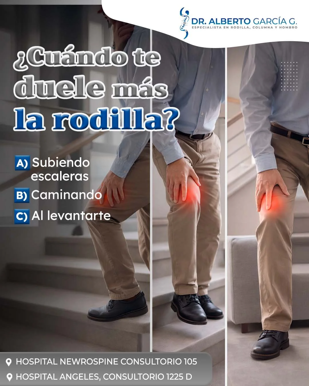 A veces pensamos que el dolor de rodilla es &ldquo;normal&rdquo;&hellip; hasta que empieza a repetirse en momentos muy espec&iacute;ficos de nuestro d&iacute;a. ⚠️

Tal vez lo sientes al subir escaleras, al caminar largas distancias o justo cuando te