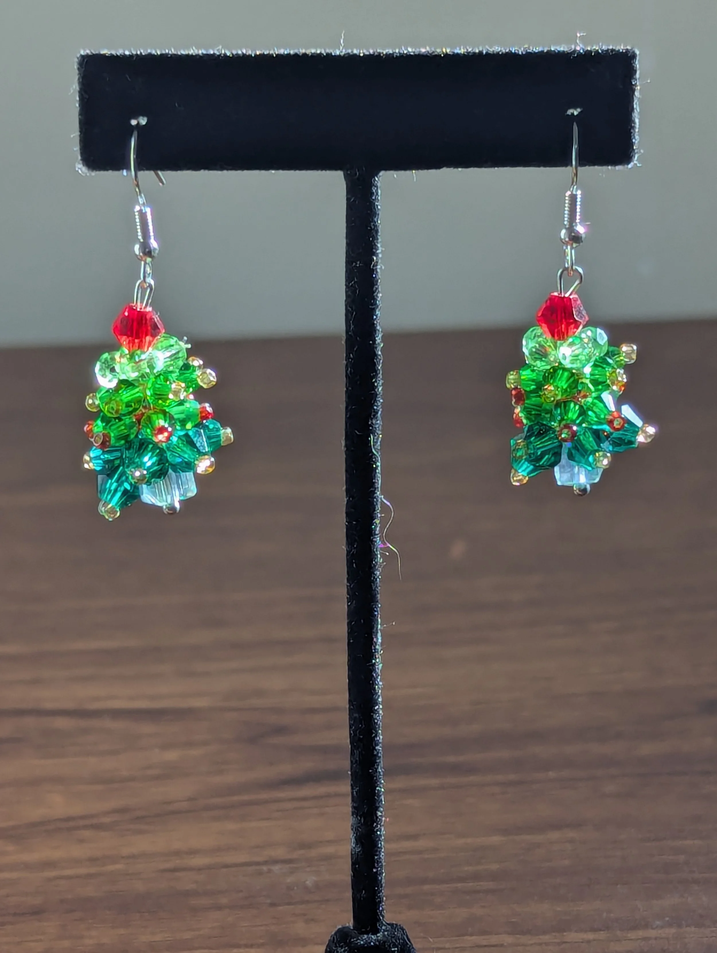 Christmas Tree Beaded Earrings