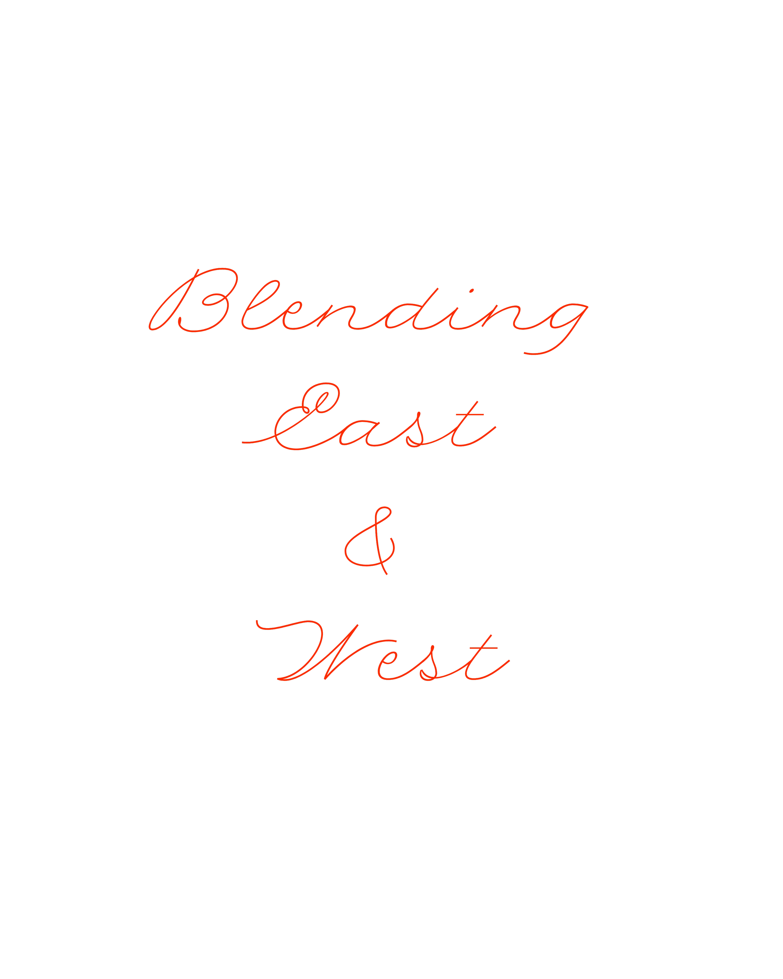 Black background with red cursive text that reads "Bending East".