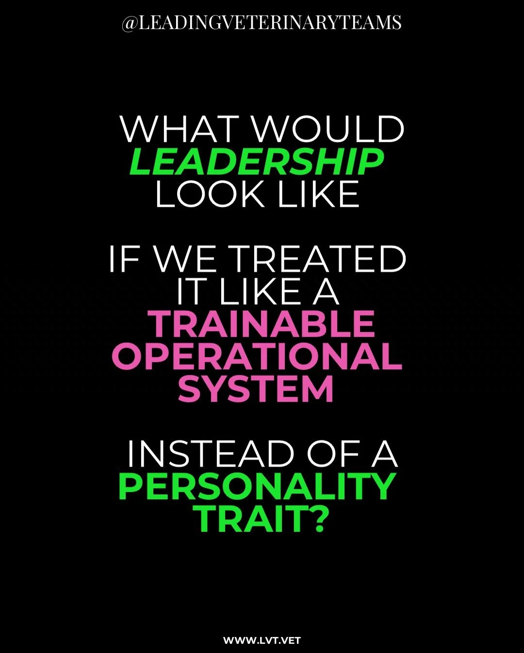 What would happen if veterinary leadership was treated like a trainable operational system&hellip;

instead of something people were simply expected to &ldquo;naturally&rdquo; know how to do?

What if we stopped building hospitals around overfunction