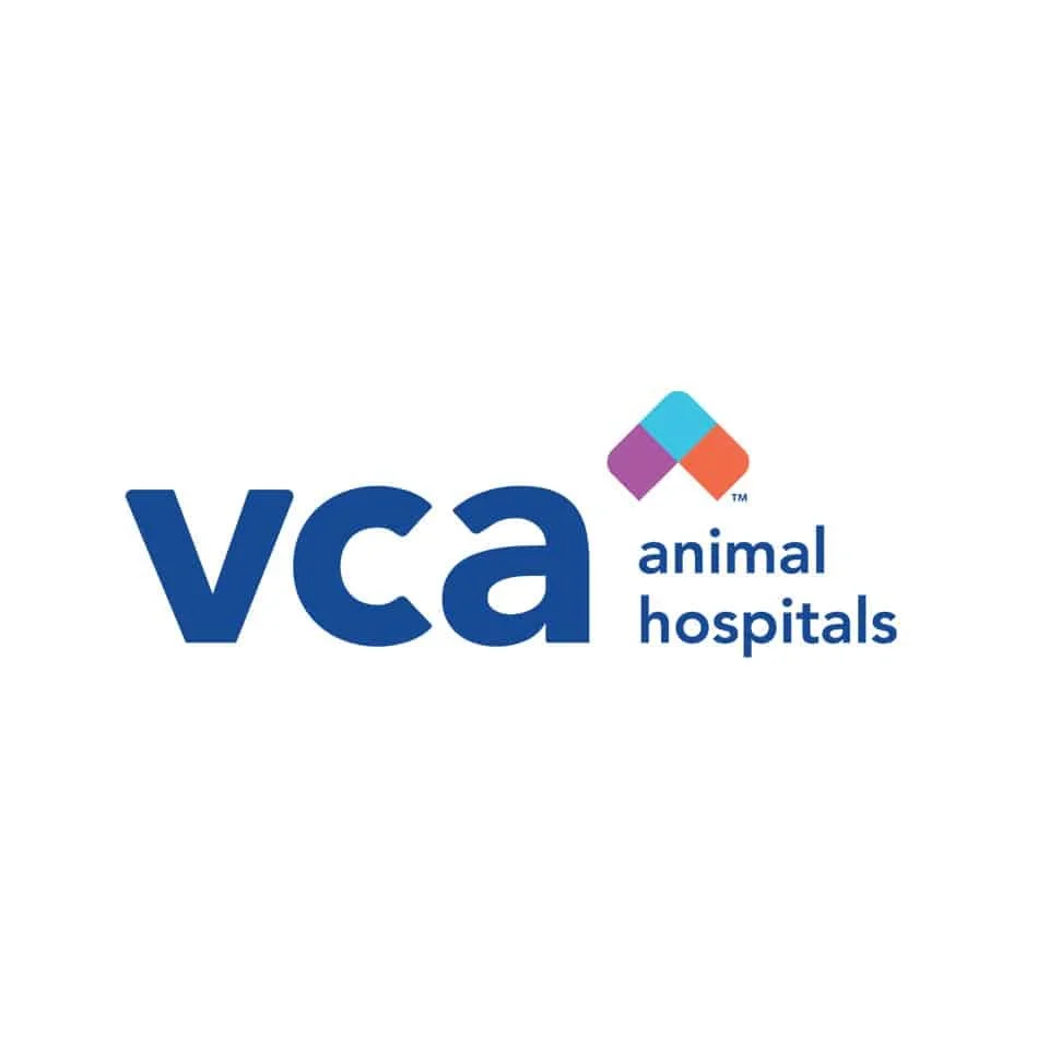 Logo of VCA Animal Hospitals with colorful diamond shape.