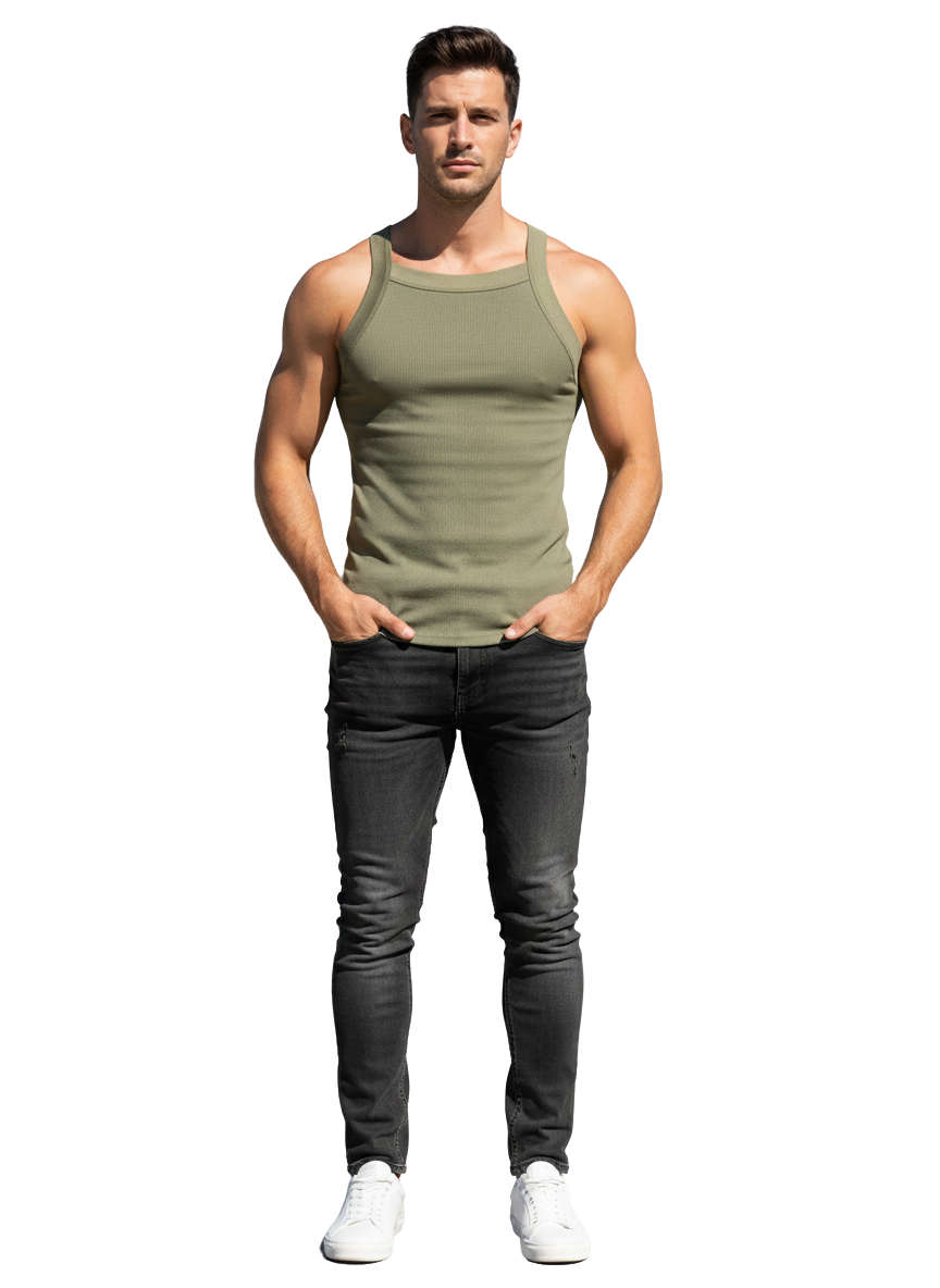 Neck Tank – Olive Green