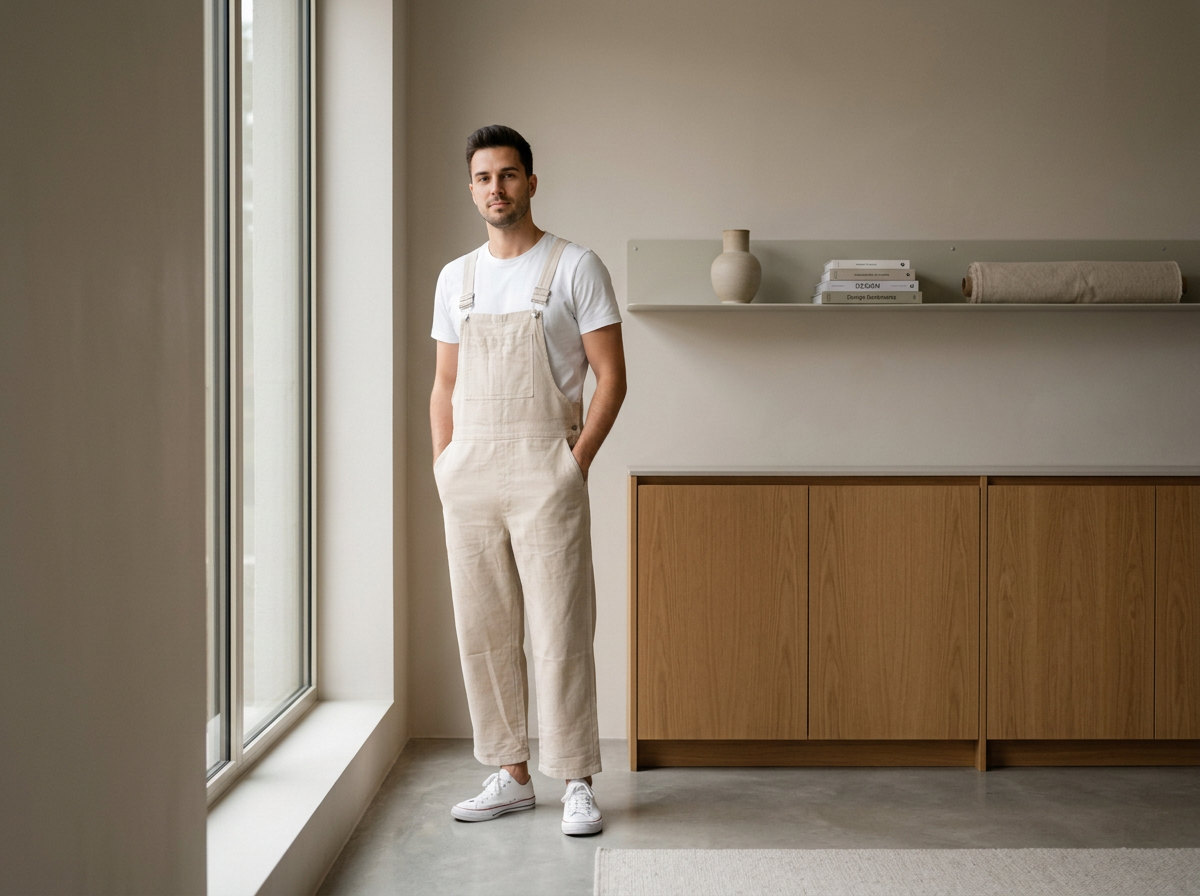 White Linen Overalls