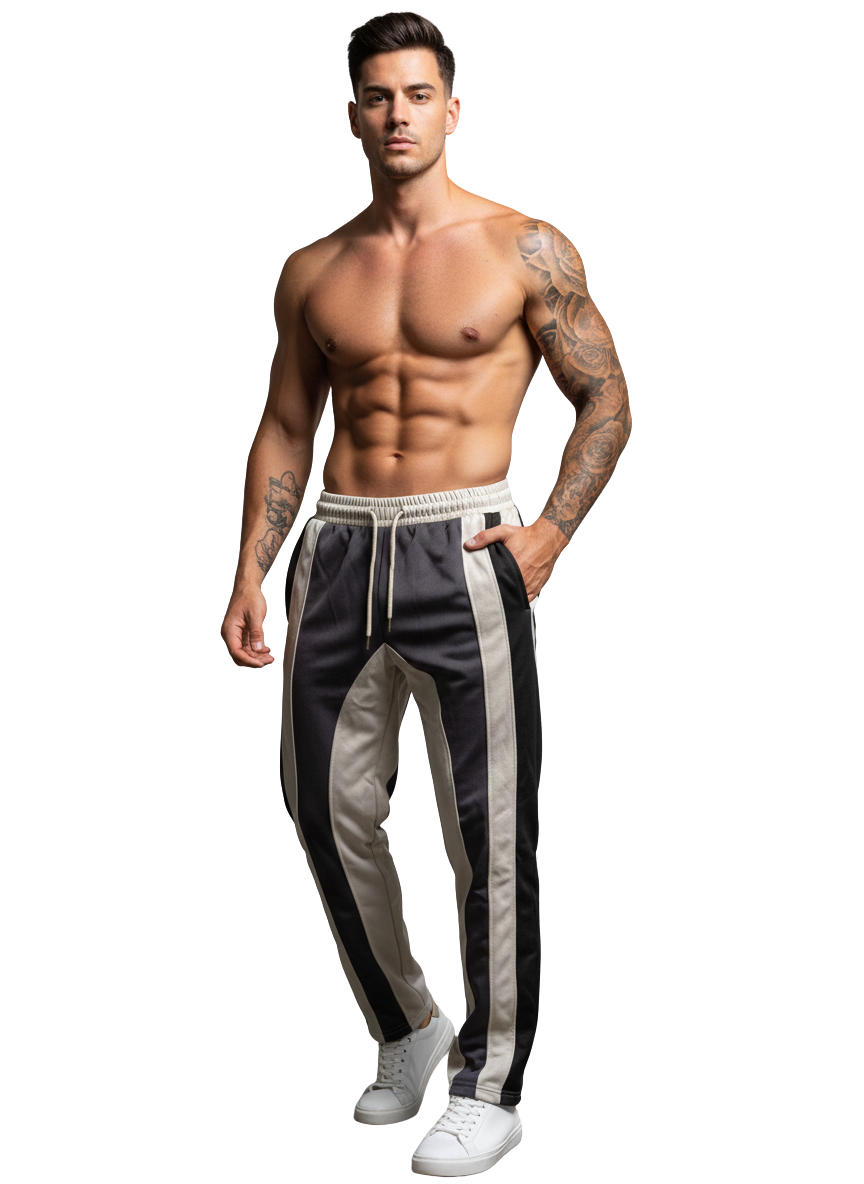 Slate Grey Sweatpants with Black Detail