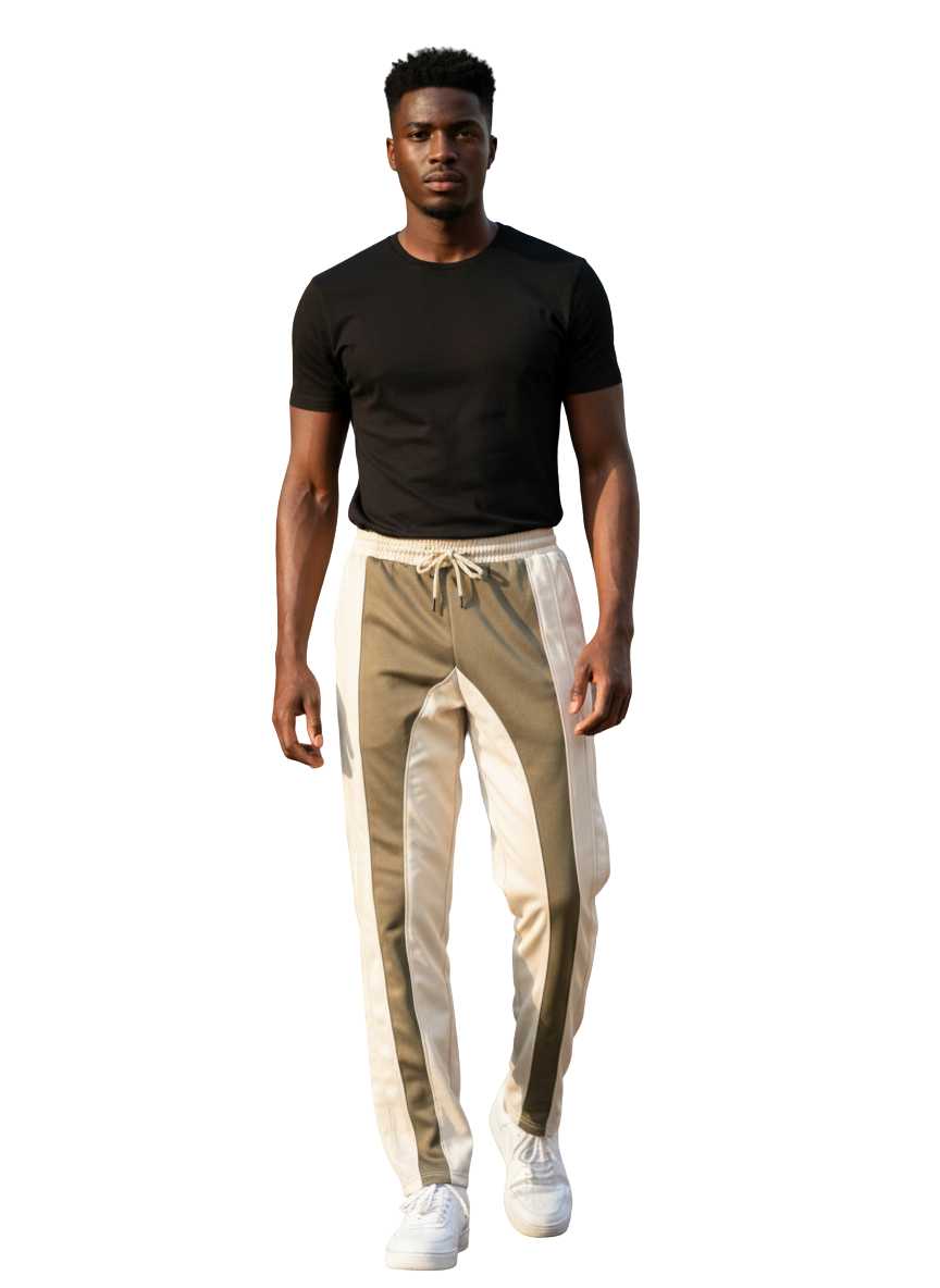Earth-Tone Olive & Beige Sweatpants