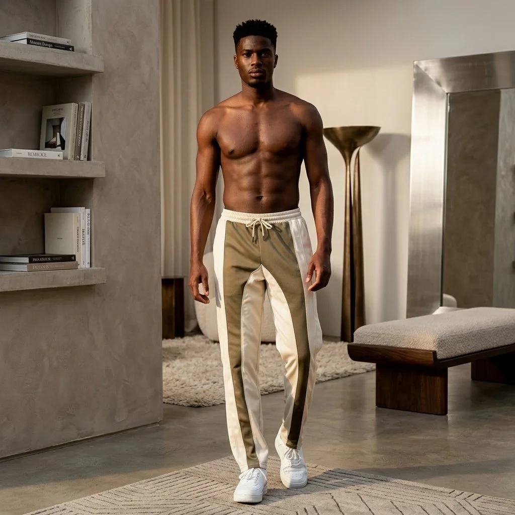 Earth-Tone Olive & Beige Sweatpants