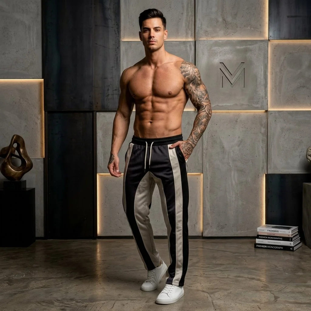 Slate Grey Sweatpants with Black Detail