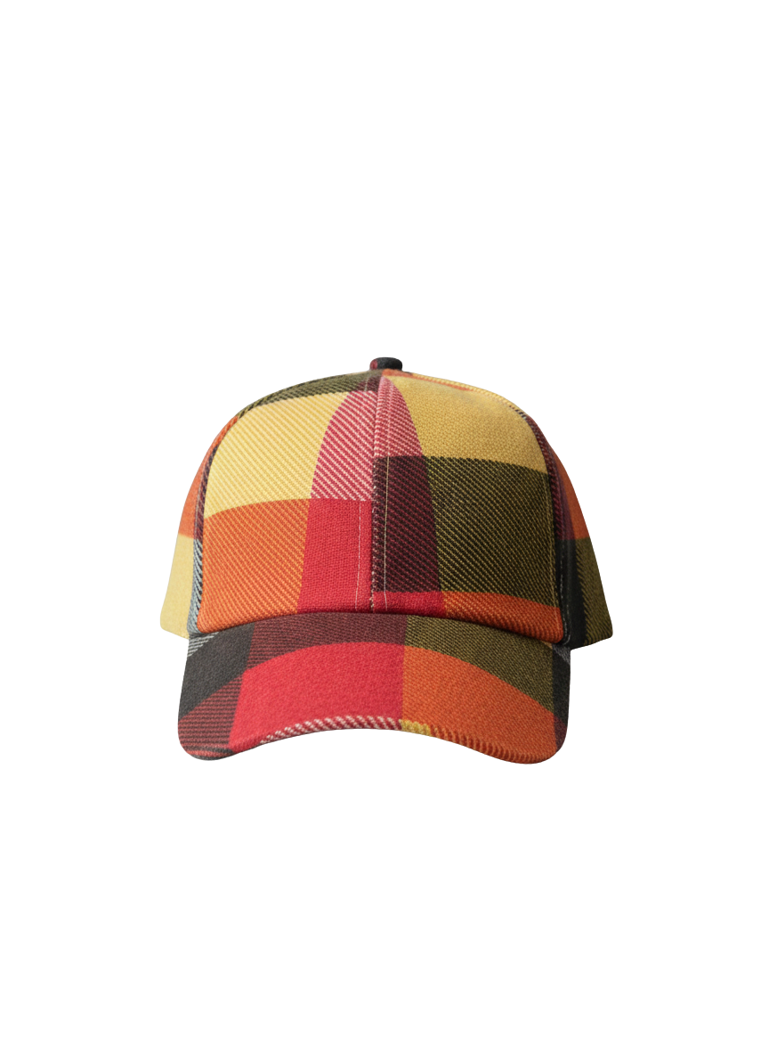 Orange Plaid Hat with Accent Colors & Velcro Back