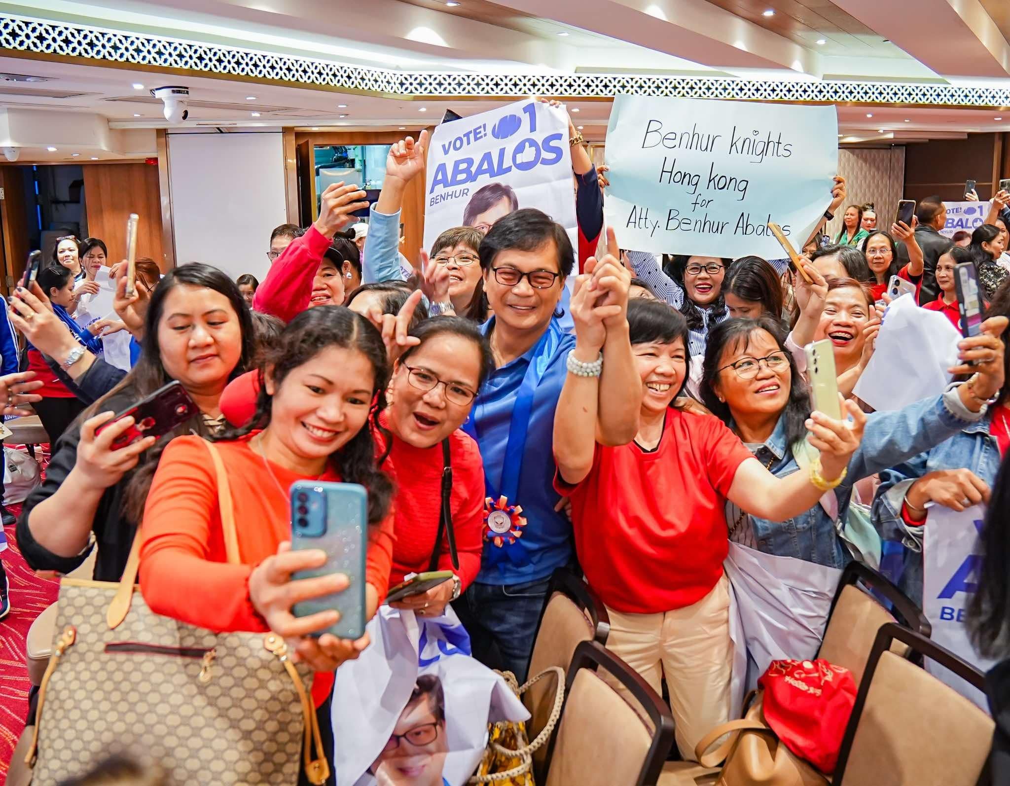 Abalos courts HK OFWs, reminds OFWs to take pride in being Filipinos