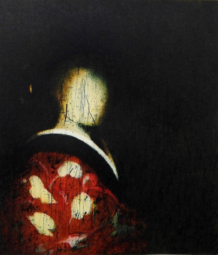 Red Kimono (2016) Etching 20x17cm