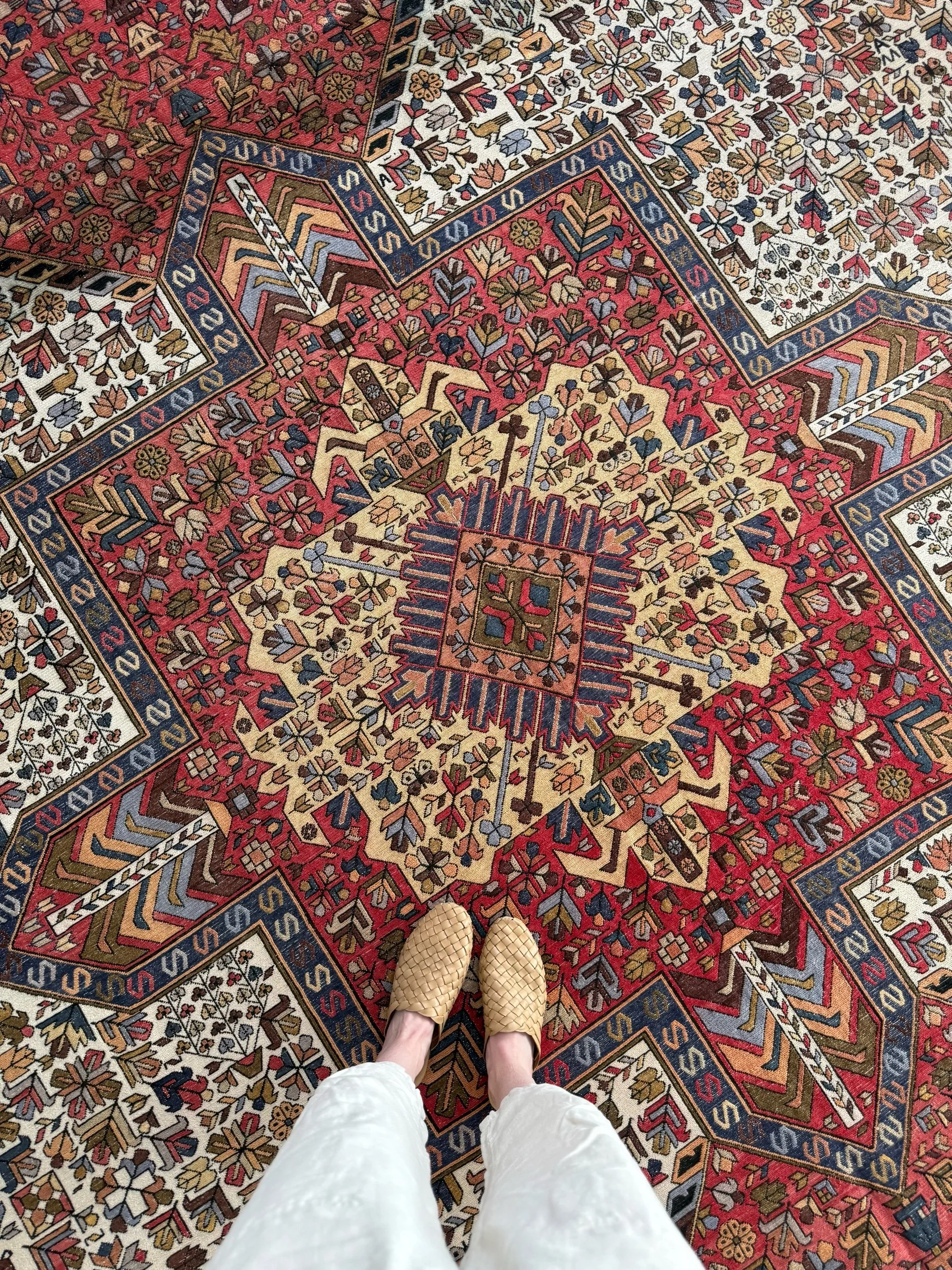 Vintage 10'4" x 13' Persian Soumak Silk Rug