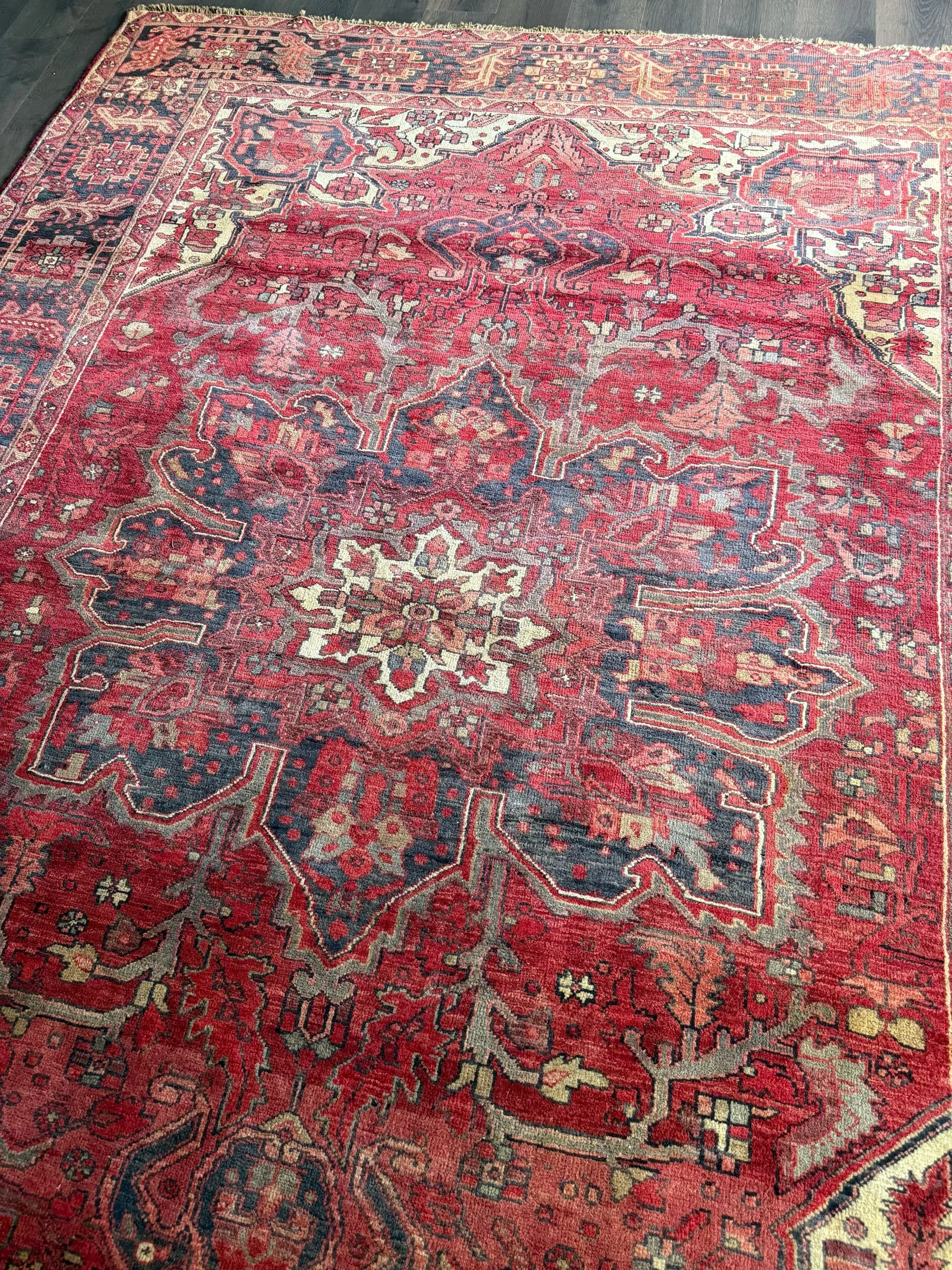 Vintage 8’4” x 11’4” Ruby Persian Heriz Wool Rug