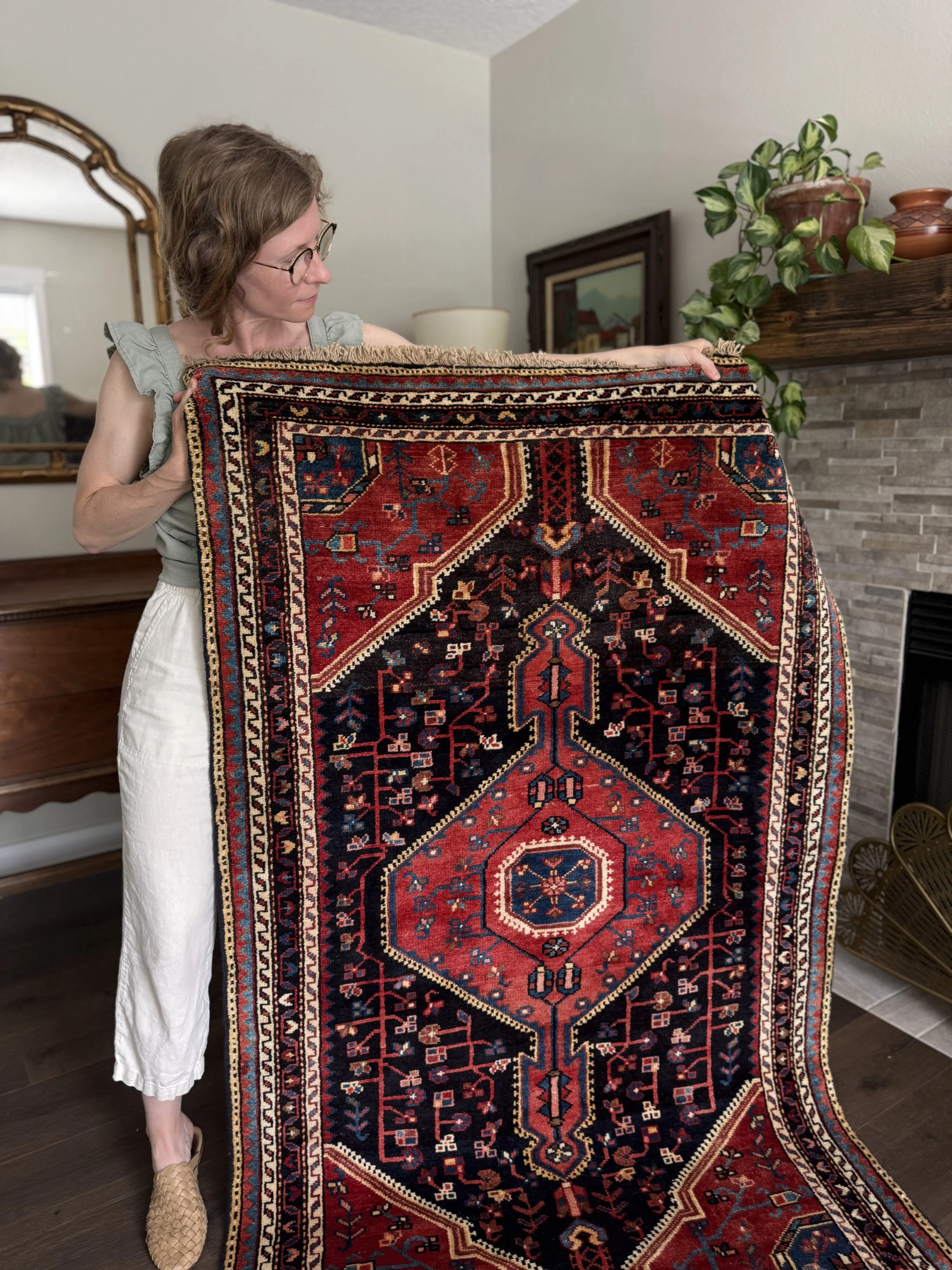 Vintage 3’7” x 5’10” Moody Persian Wool Area Rug