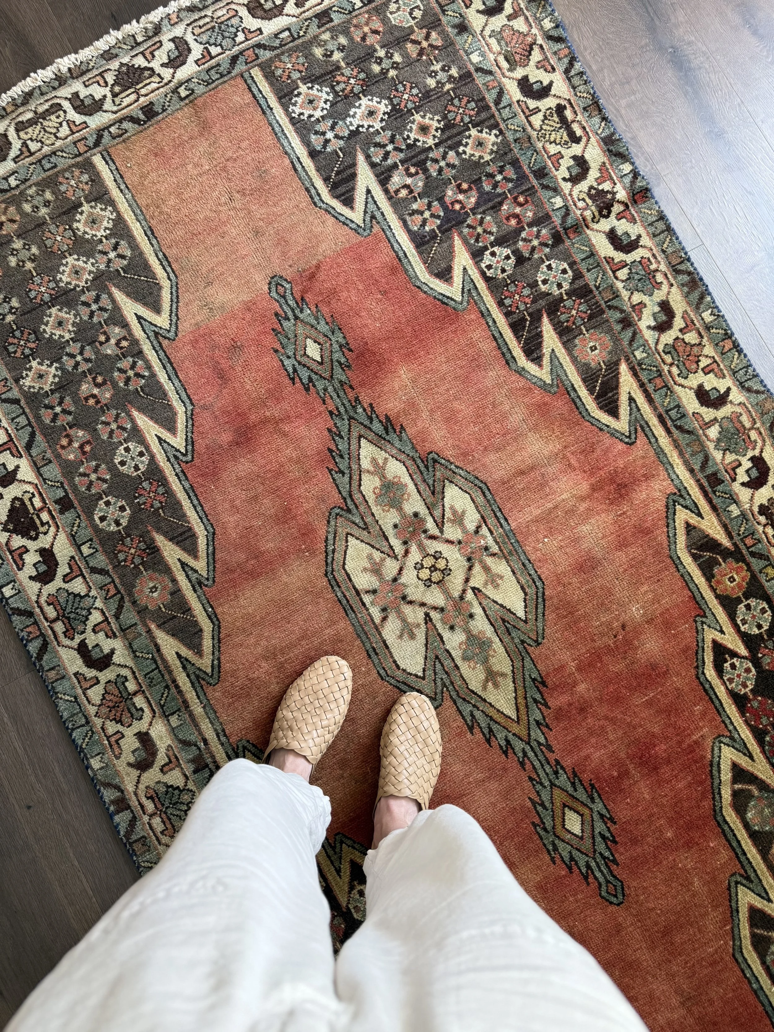 Vintage 4’2” x 6’8” Coral Tribal Persian Wool Rug