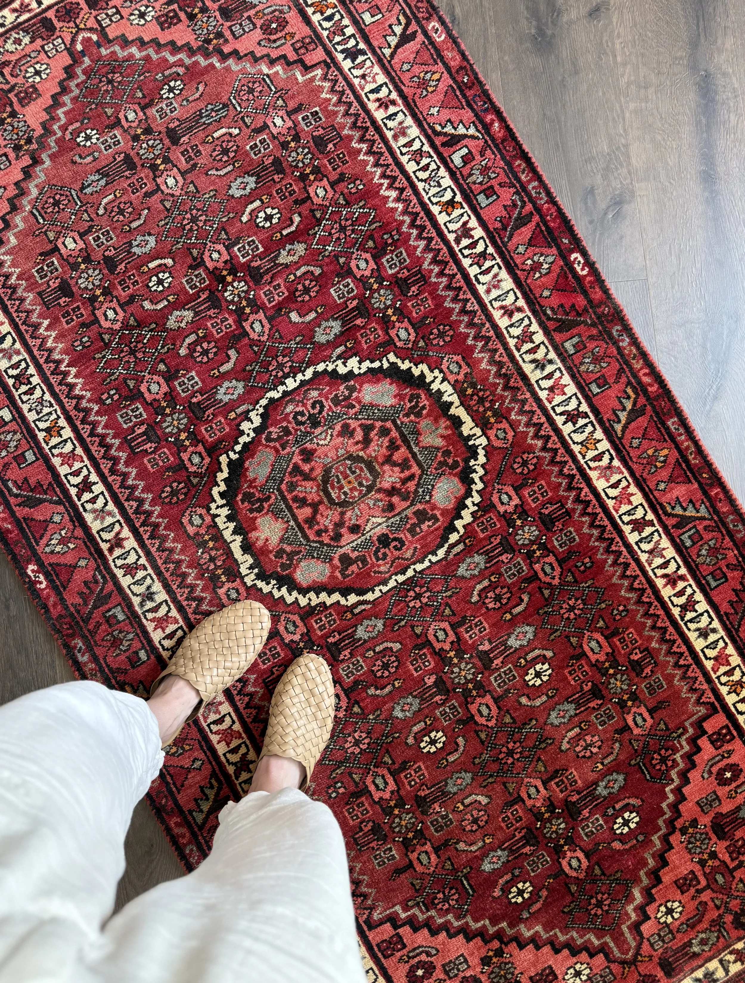 Vintage 3’3” x 6’8" Raspberry Tribal Persian Area Rug