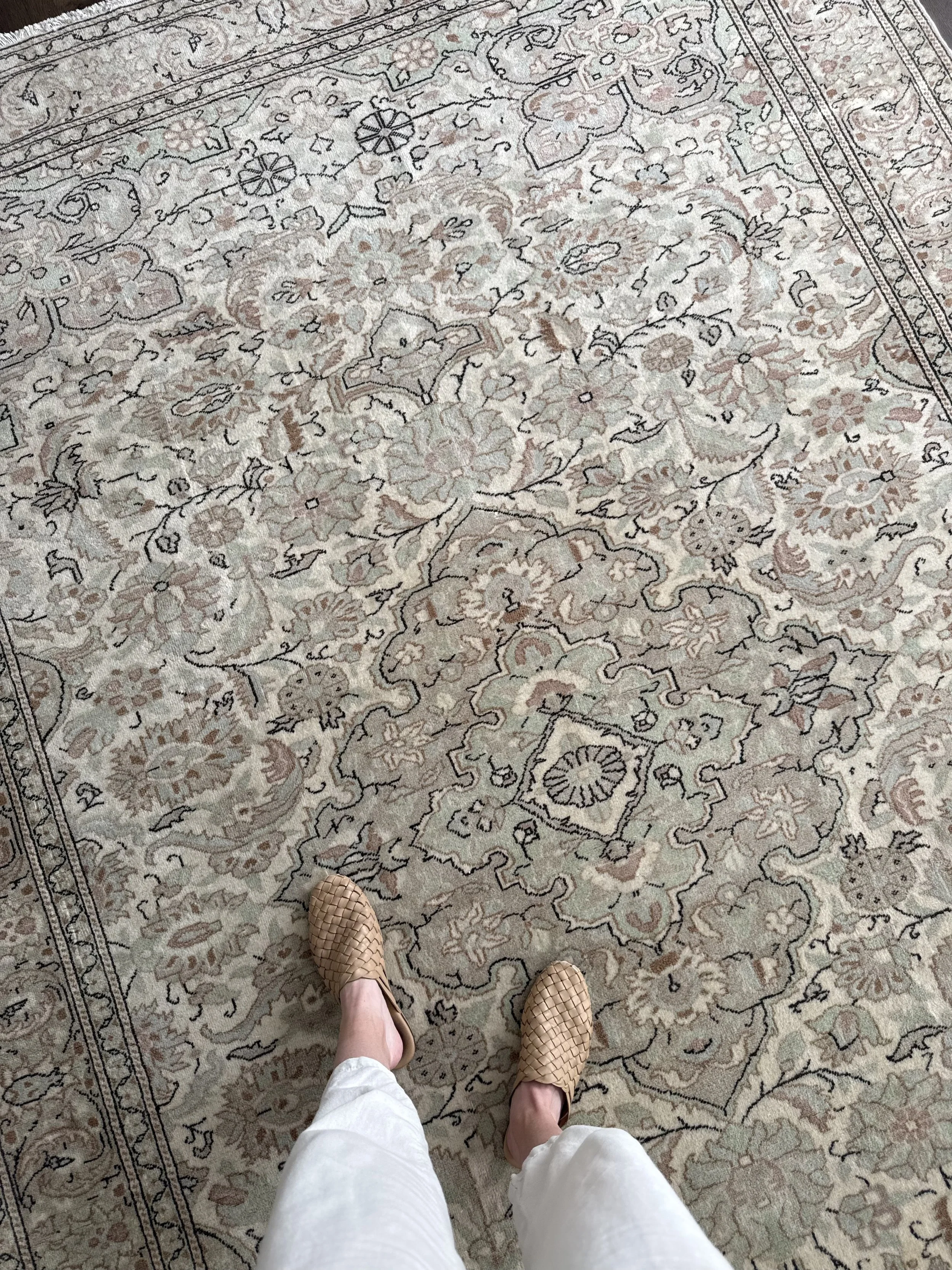 Vintage 6'7" x 10" Whimsical Botanical Persian Wool Rug