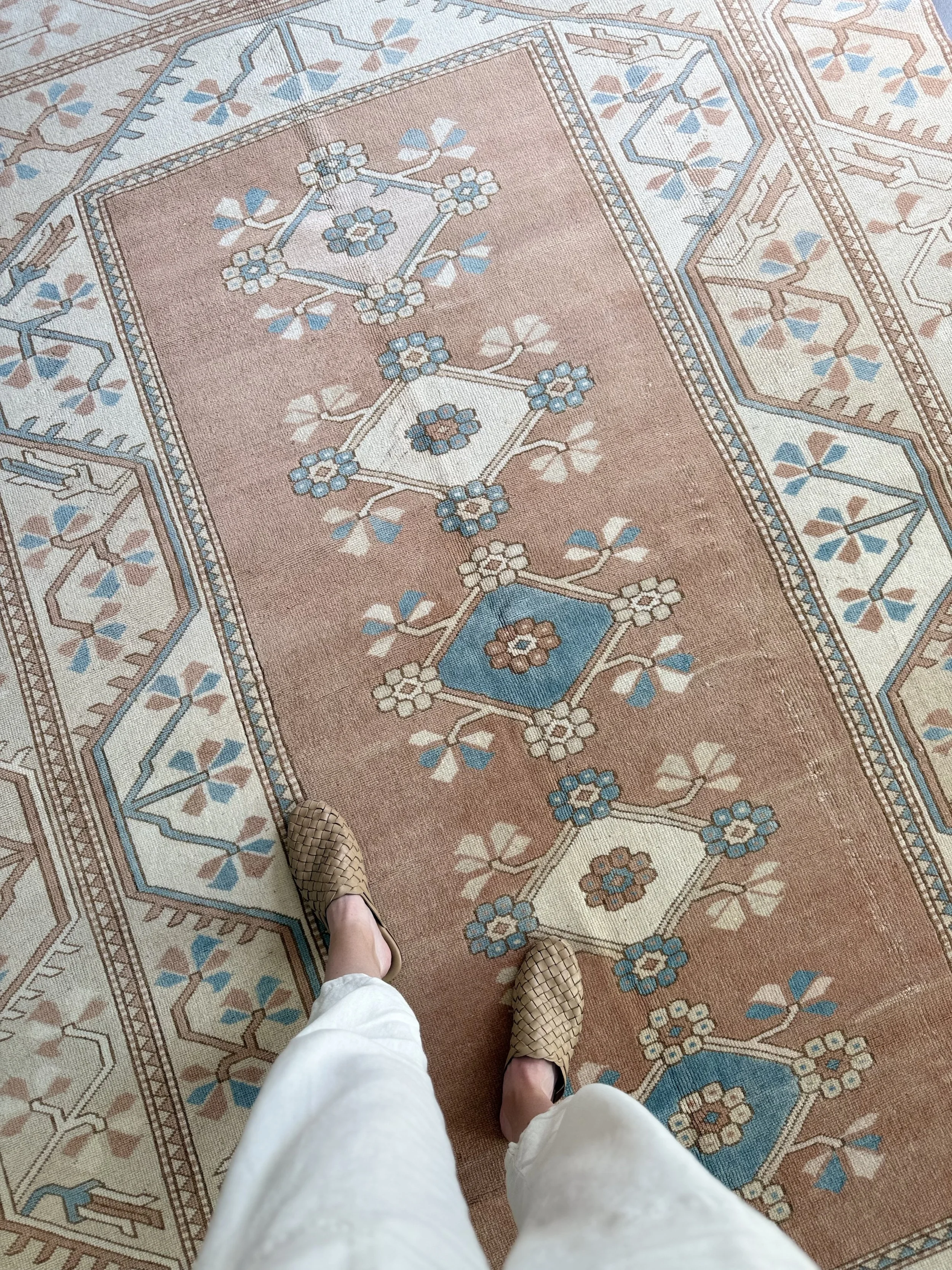 Vintage 6'6" x 9' Dusty Terracotta Turkish Wool Area Rug