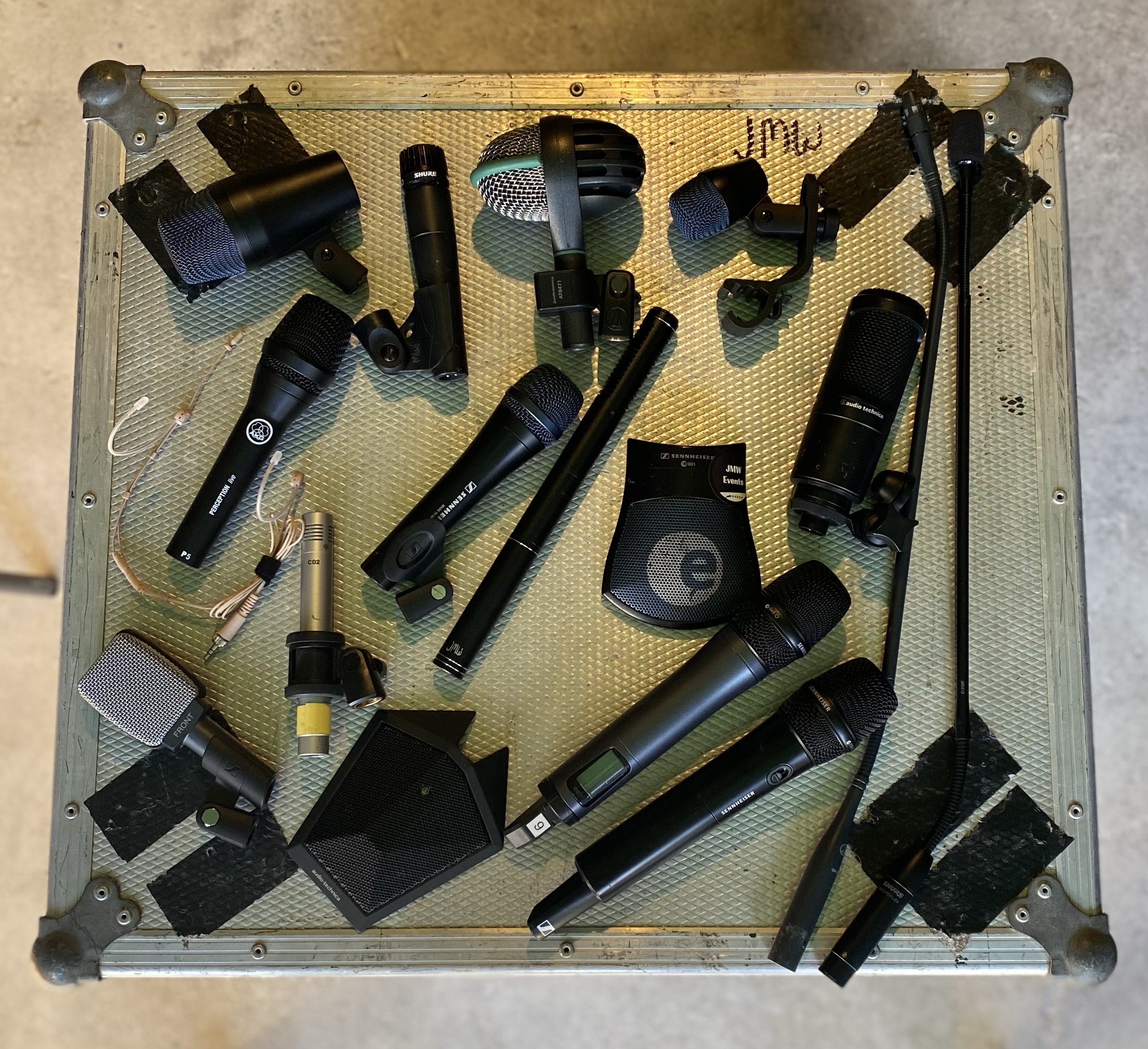 A Range of microphones available through JMW Events 