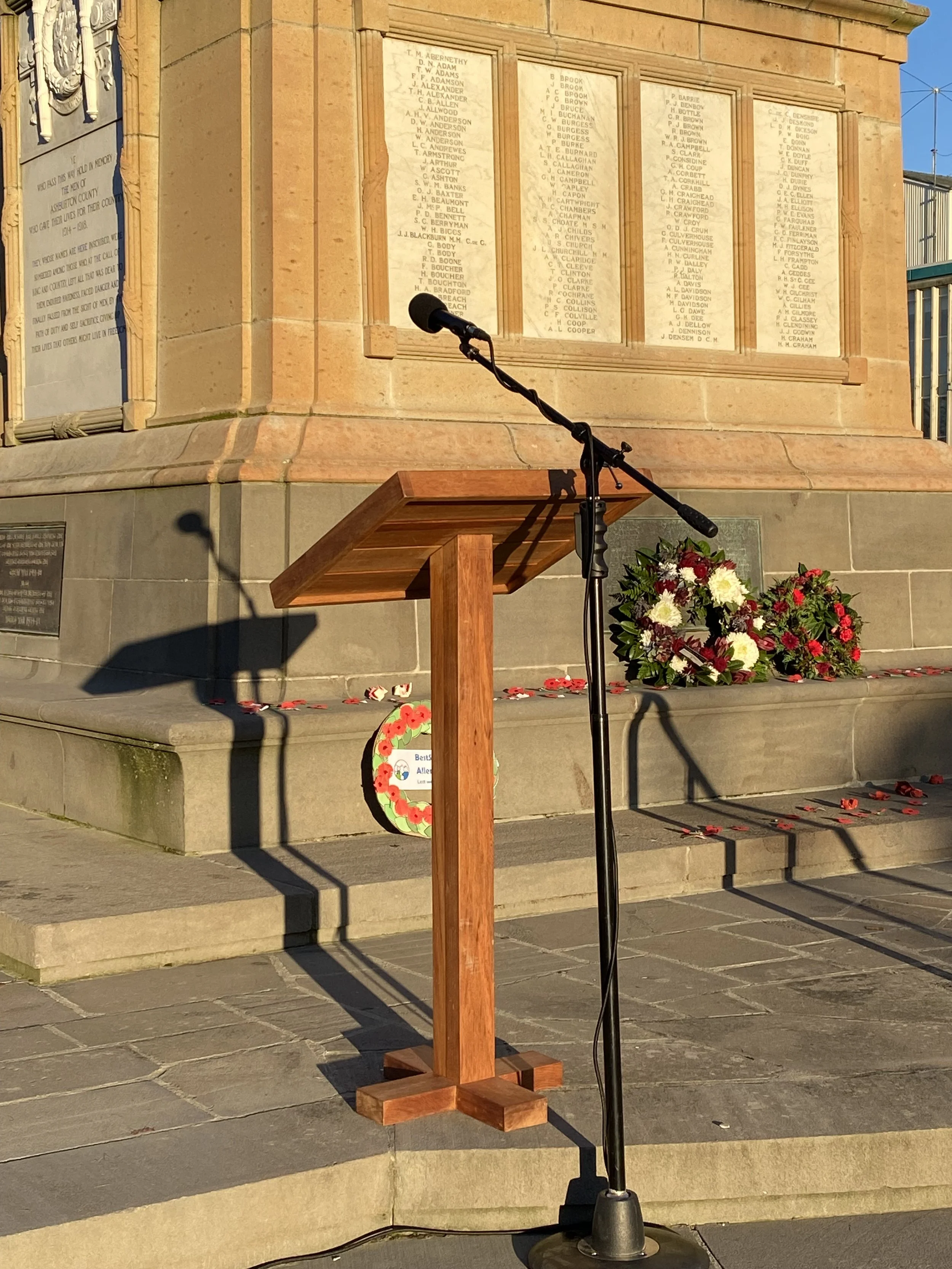 Mic & Lectern set up for ANZAC Day in Ashburton