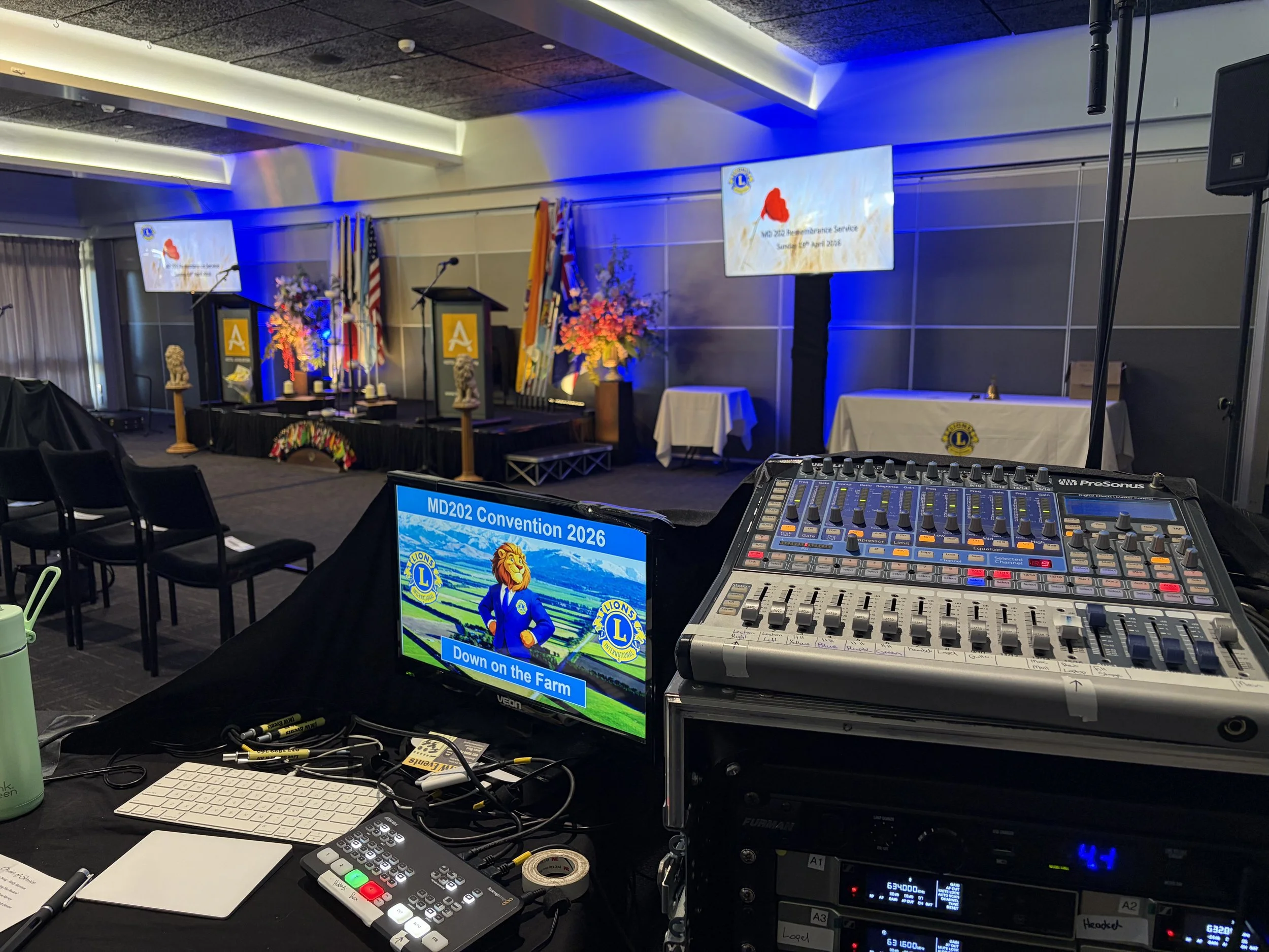 Conference event set up with Sound, Lighting & AV