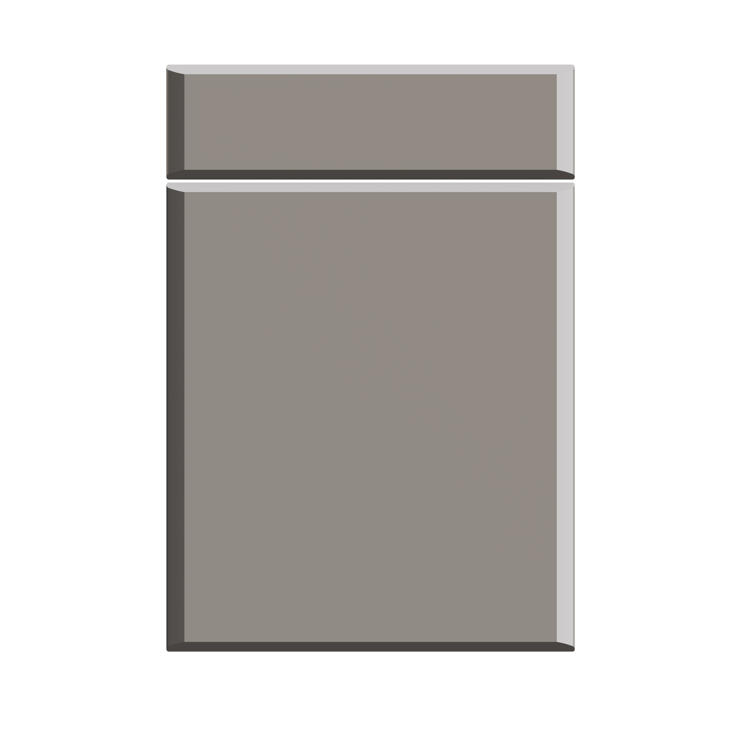 A digital illustration of a grey refrigerator with a top freezer and a larger bottom fridge compartment, set against a black background.