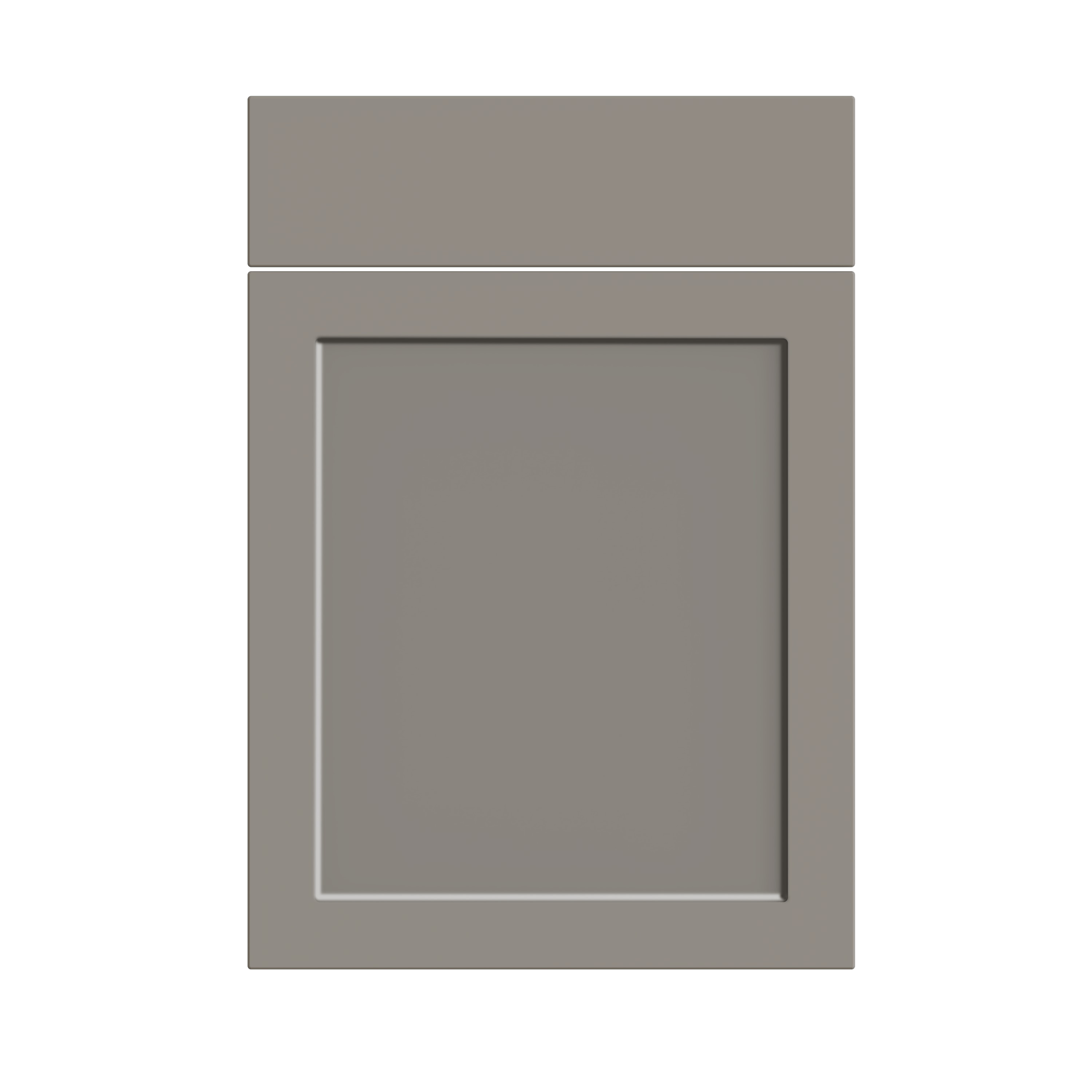 A gray washing machine with a rectangular door and control panel on top.