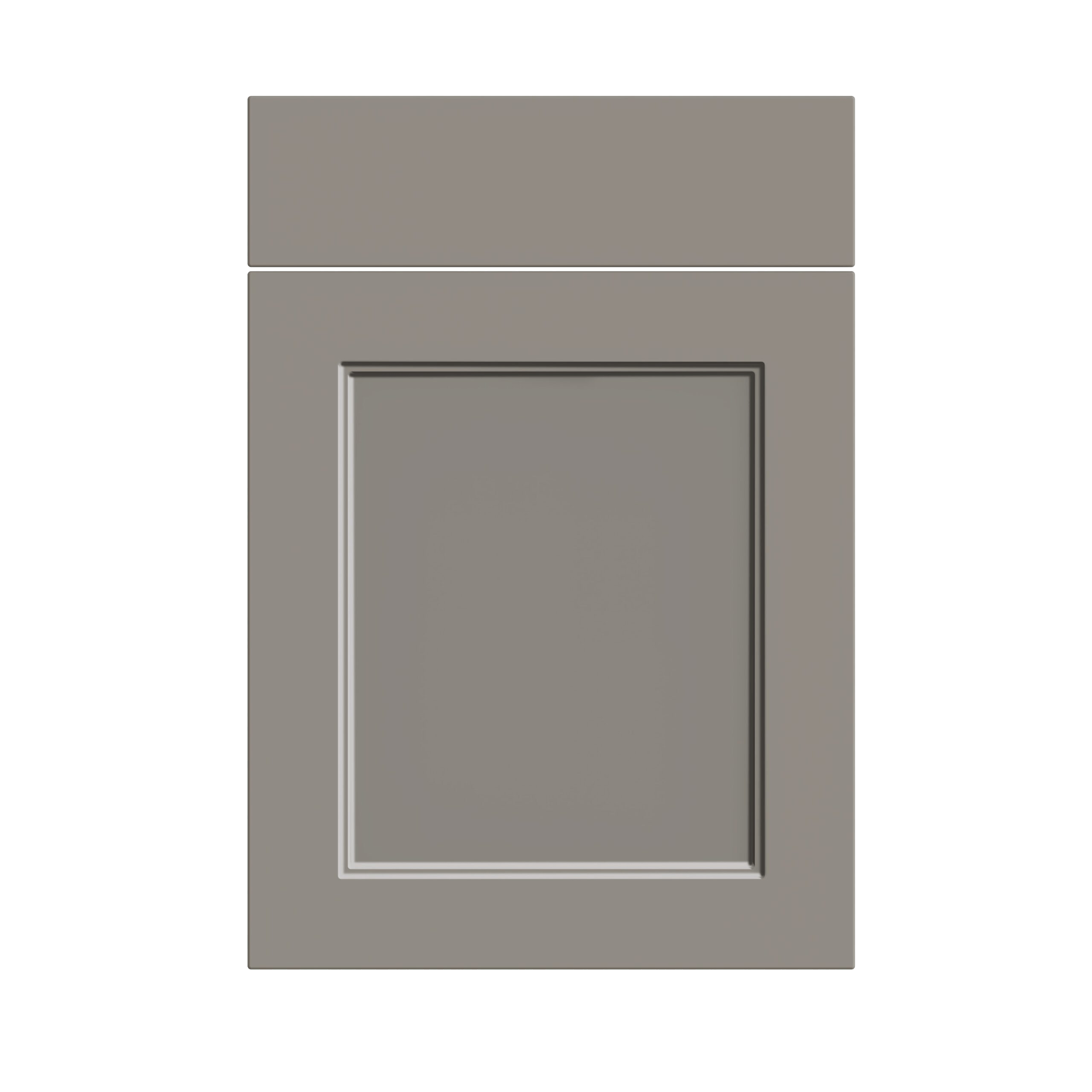 Gray square electrical panel with a recessed door and a simple border, mounted on a black background.