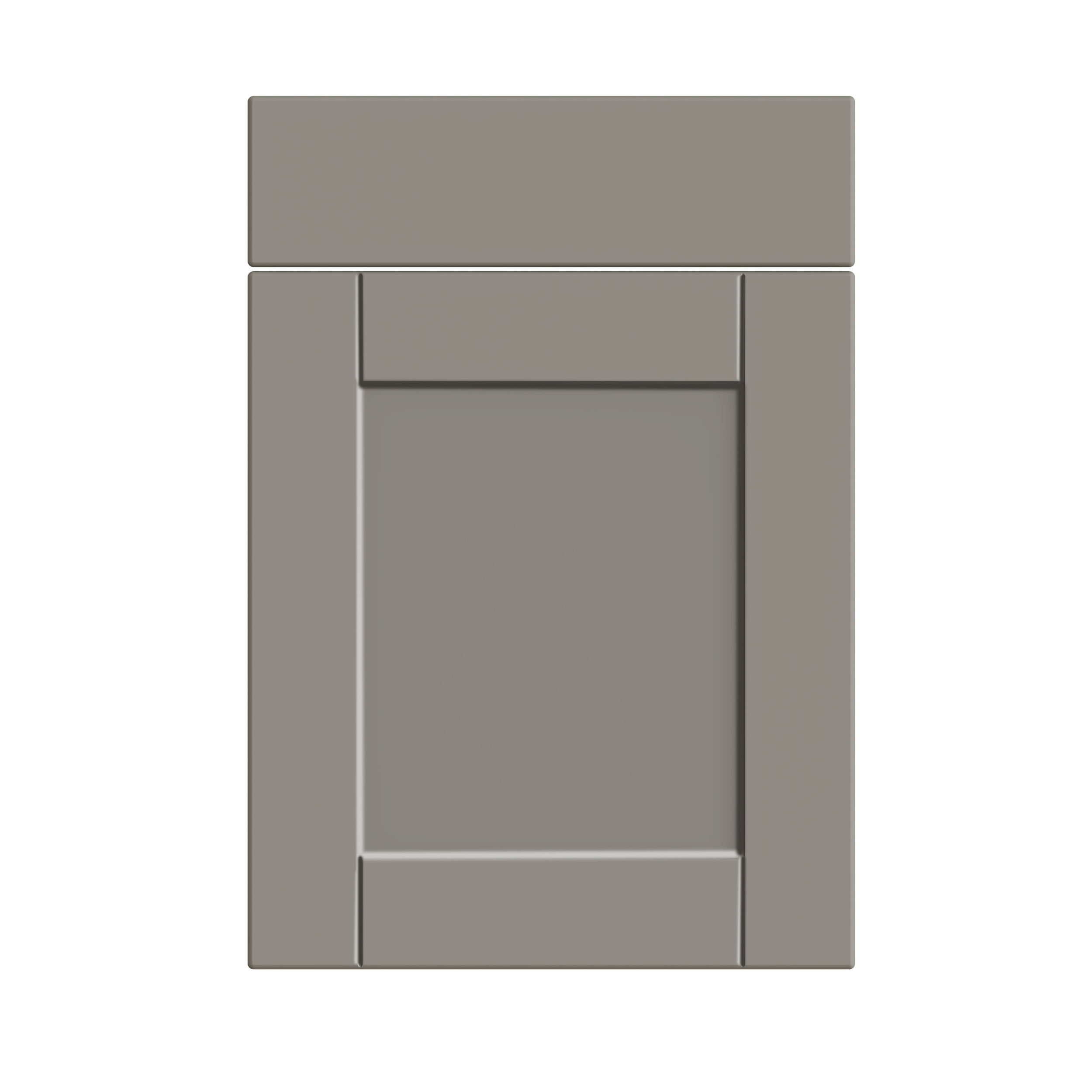 A gray kitchen oven with a handle, set against a black background.