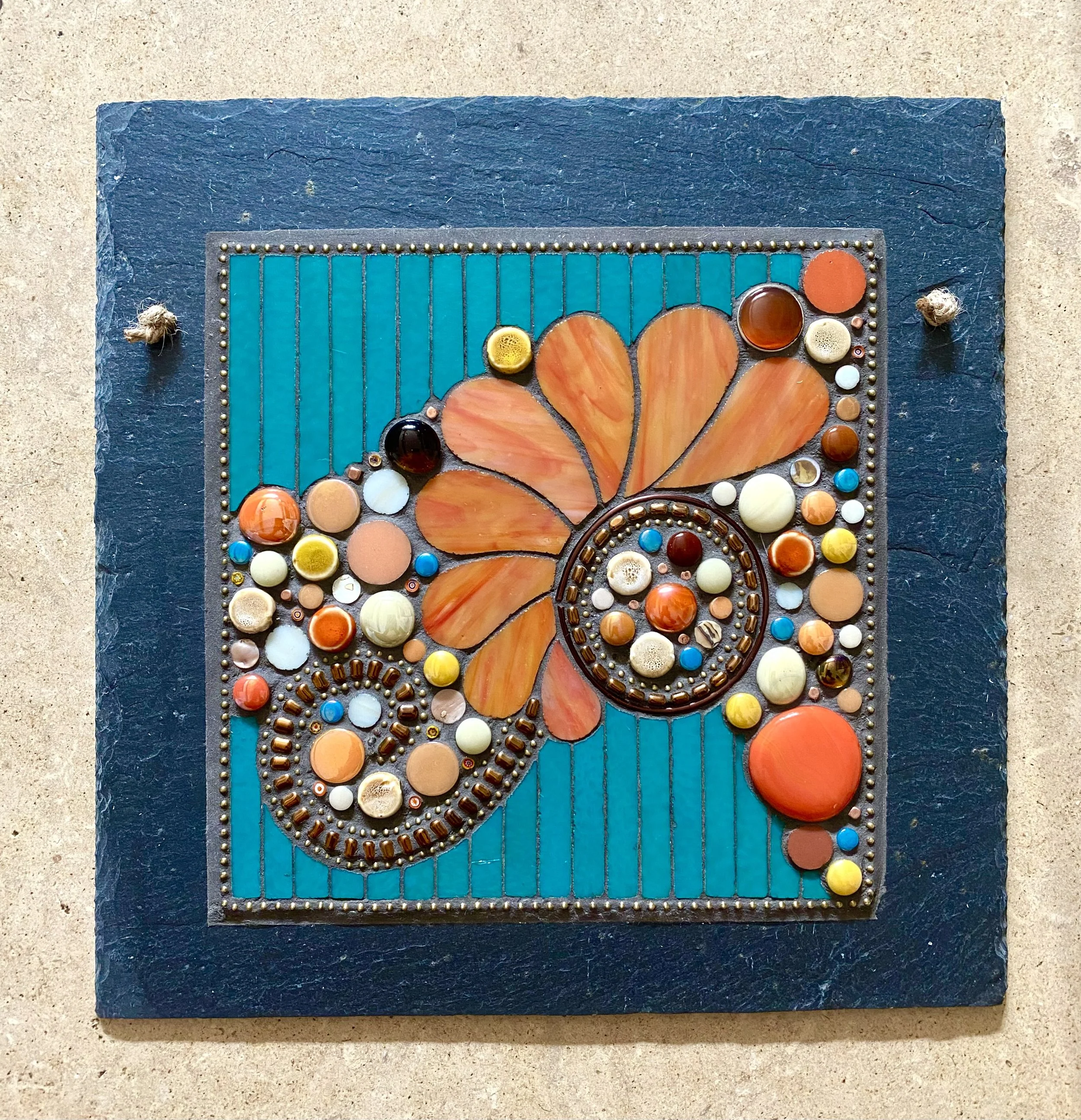 Orange & Teal Flower Burst - £150