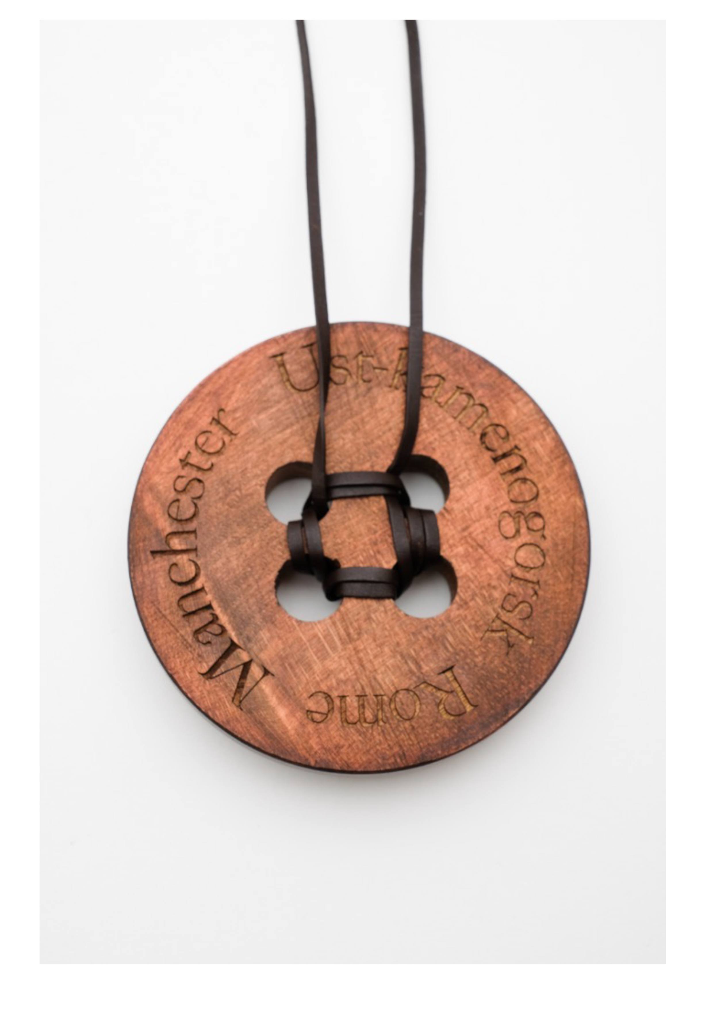 'Hometown(s)' 
Materials: wood, leather