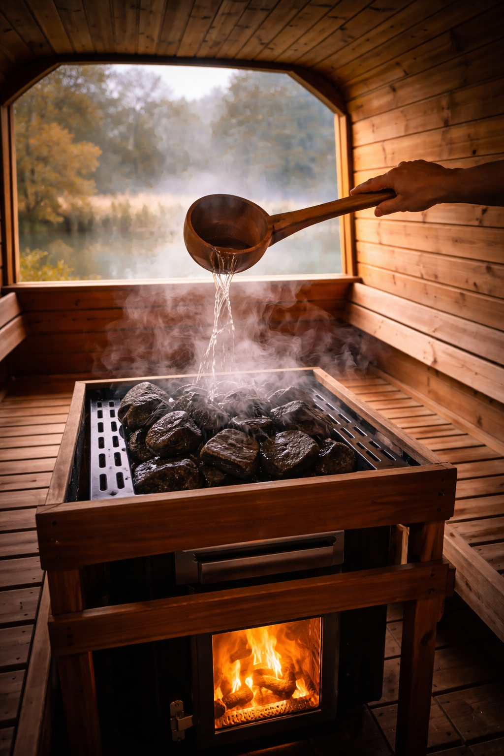 Steam ritual inside the sauna
