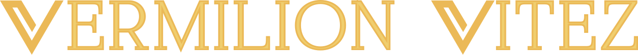 Golden text spelling 'VERMILION VITEZ' on a black background.