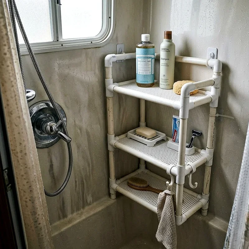 RV Shower Storage Ideas