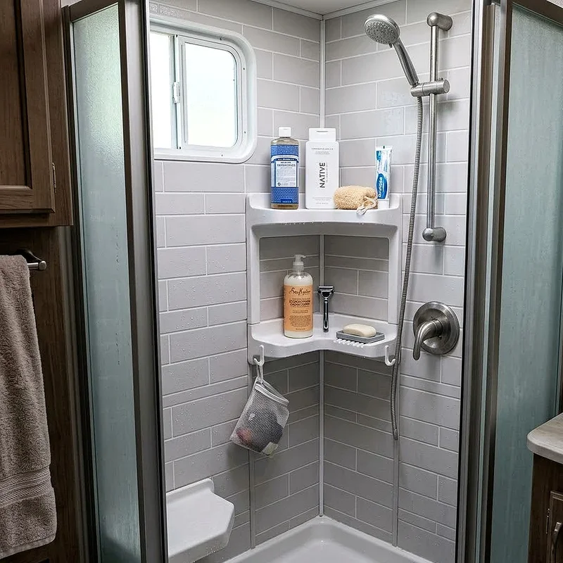 RV Shower Storage Ideas
