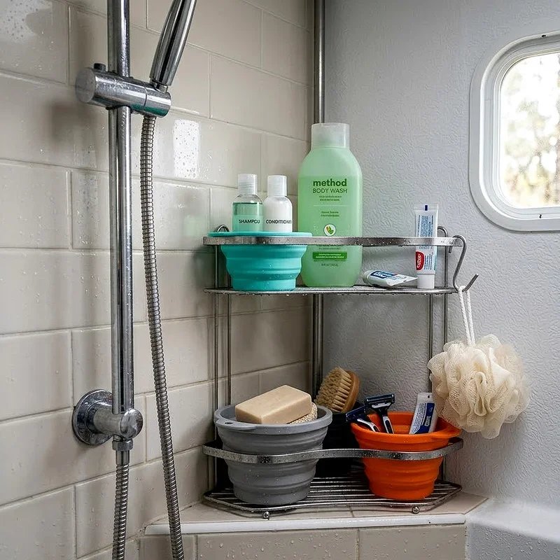RV Shower Storage Ideas