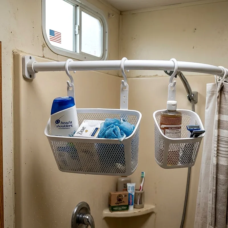 RV Shower Storage Ideas