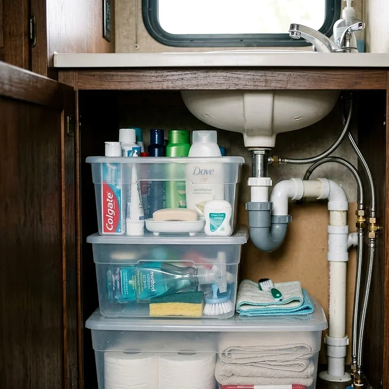 RV Shower Storage Ideas