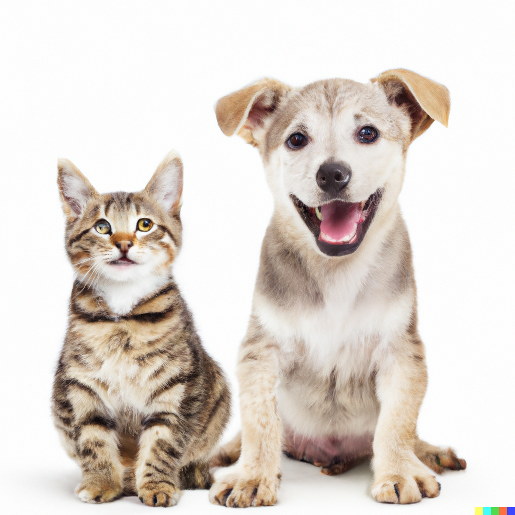DALL·E 2024-02-20 20.56.42 - a photo of a happy puppy and happy kitten looking at the camera against a white background .png