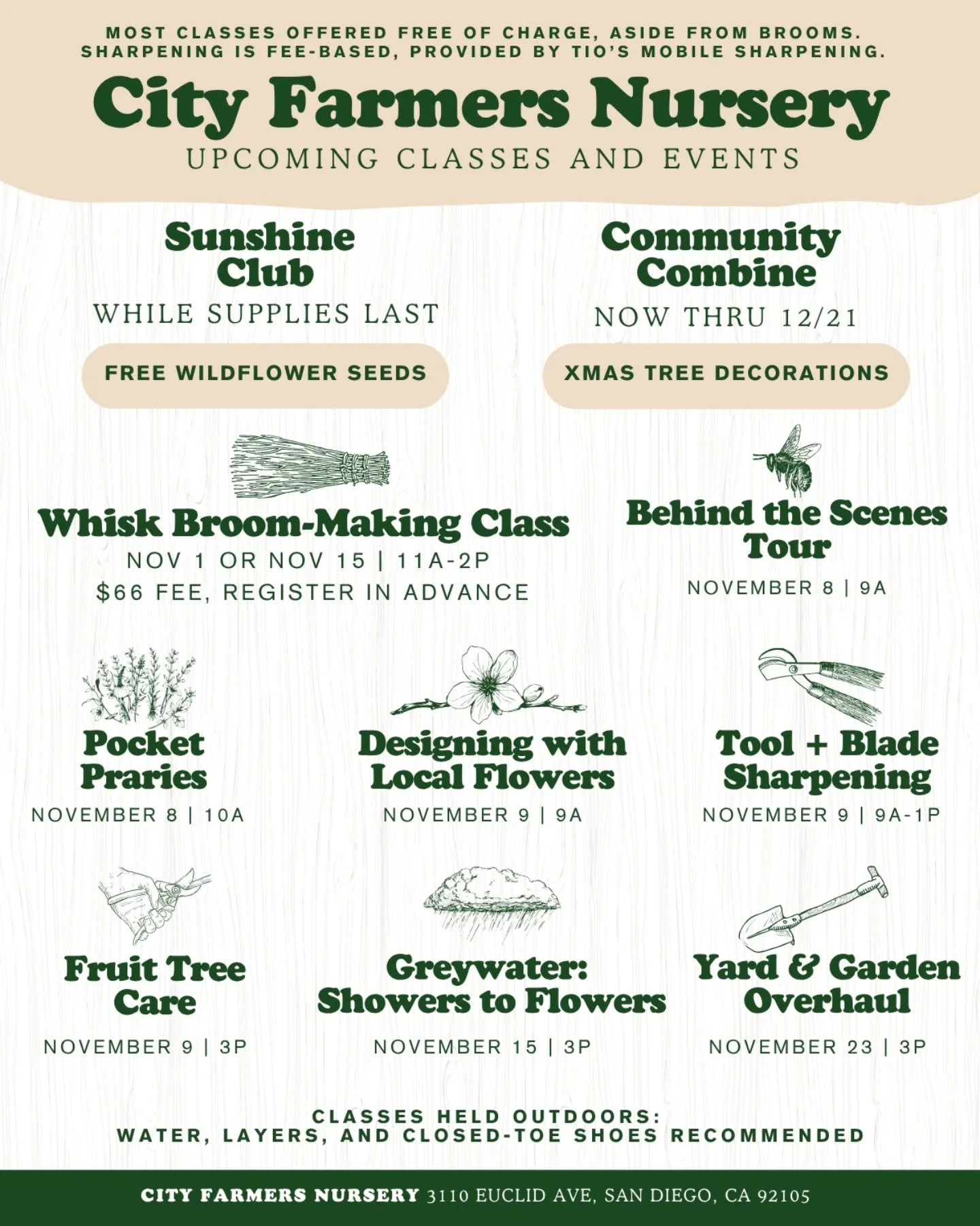 If you're looking for ways to stay connected to your garden, nature, or the planet, feel free to join us! 🌿

Many ways to enjoy free leanings, connect with cool class instructors and more! 🚜

A share of this post goes a long way in helping us fill 