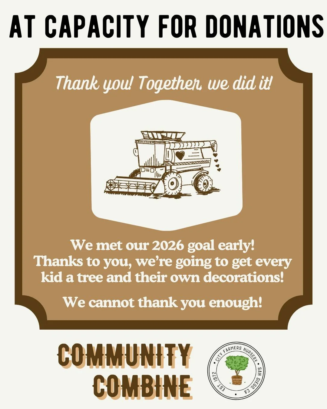 You did it! We are officially FULL and AT CAPACITY for holiday decorations. Together, we did it!

@sdyouthservices will be &quot;shopping&quot; your decorations, organized and tabled, bagged and ready for holiday joy!

PLUS they'll be receiving donat