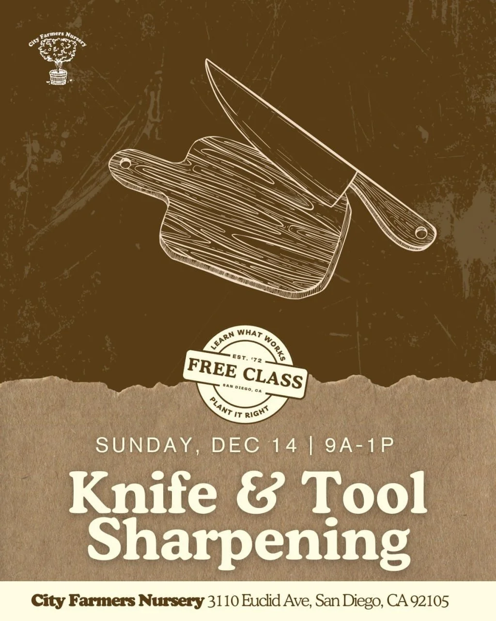 Sunday morning, we also welcome down small business owner Tio for knife sharpening. We look forward to getting another small business to you! Tools and knives with the friendliest service 🫶
