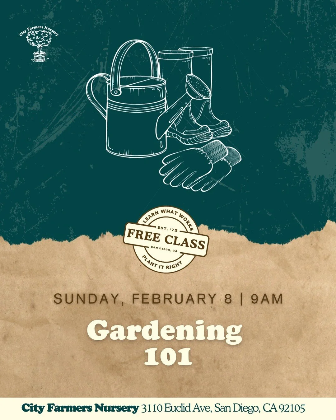 Want to garden but don't know where to start - or tired of plants mysteriously dying on you?

Our Gardening 101 class is exactly what you need! Whether you're brand new or just want to stop killing your tomatoes, this is where it clicks.
What you'll 
