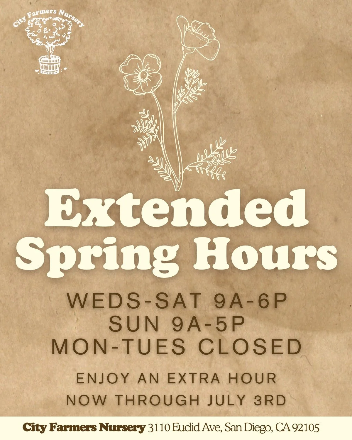 Starting this week, enjoy a 6p closure Weds-Sat.
We look forward to seeing more of you!