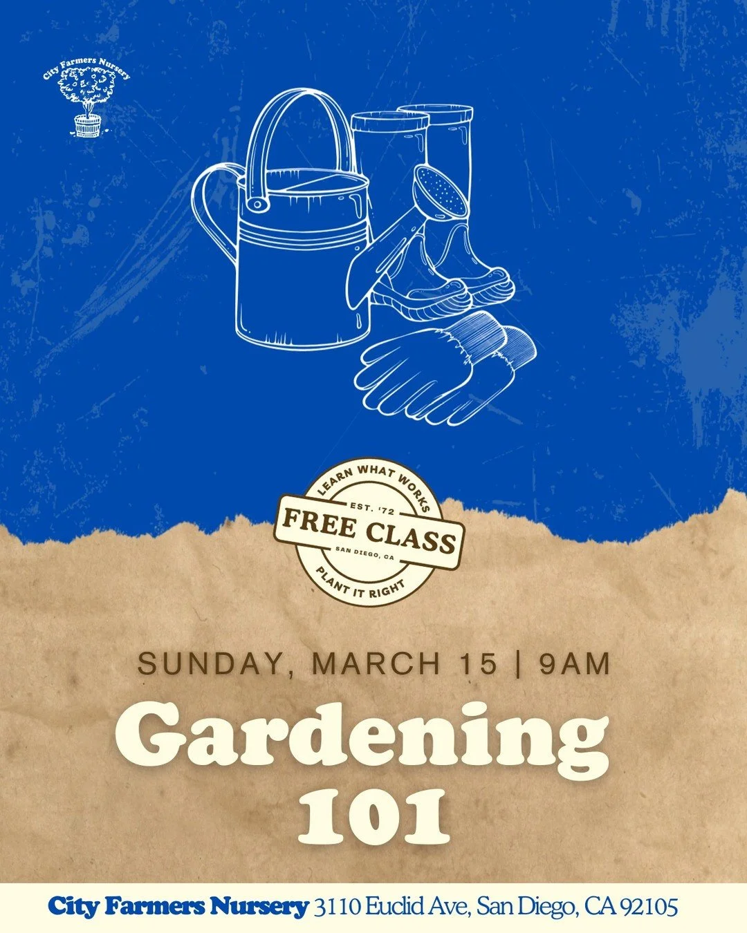 What if everything you thought you knew about gardening doesn't quite apply here?

San Diego plays by different rules,  and once you understand them, everything clicks. 🌿

Our Gardening 101 class on March 15th is built around the "why" beh